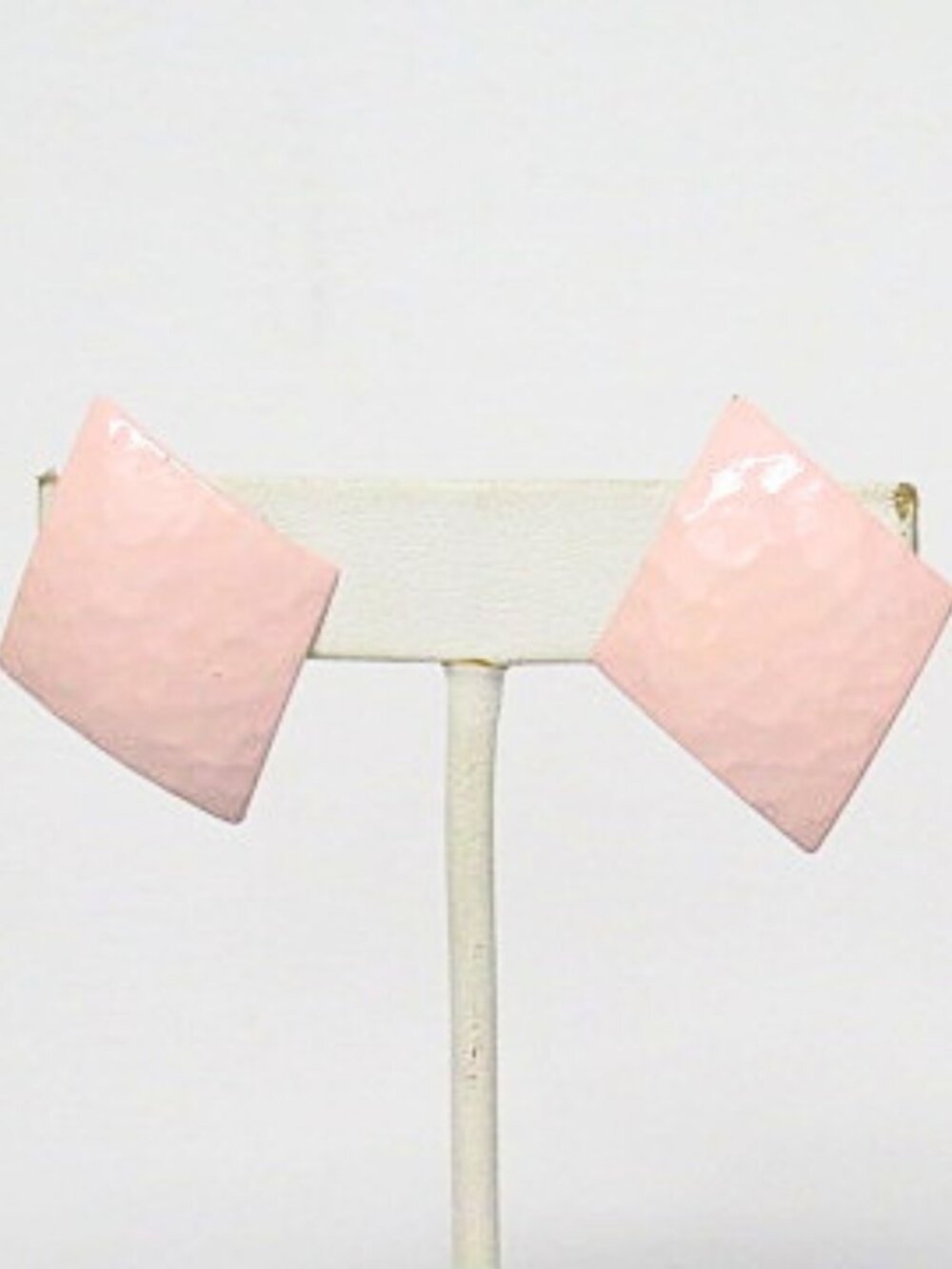 Vintage Estate Pink Geometric Diamond Clip-On Statement Earrings